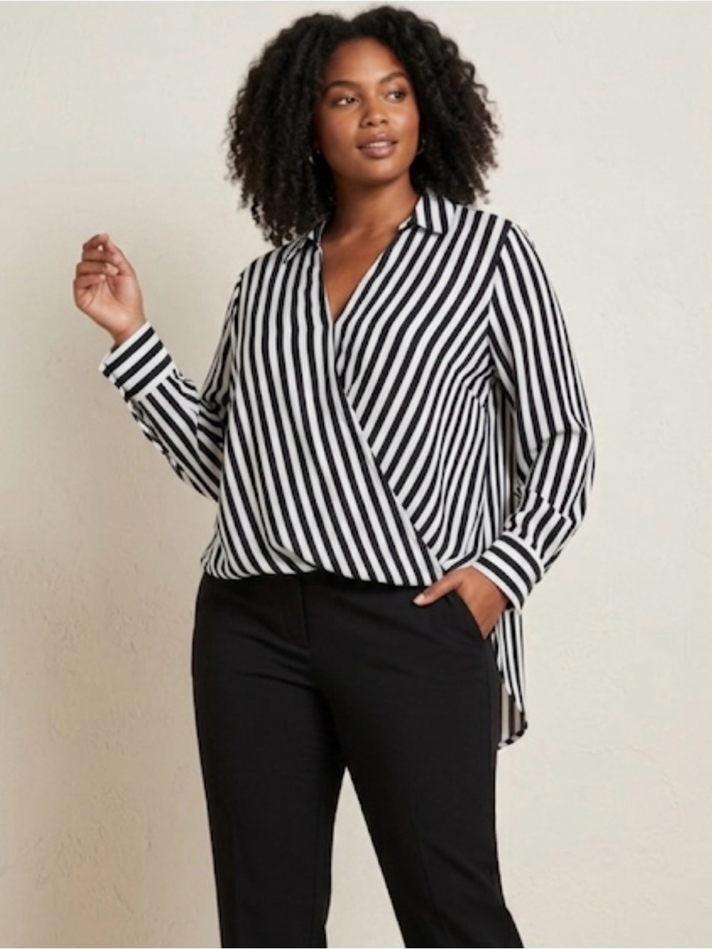 Apt. 9 Black and White Striped Blouse